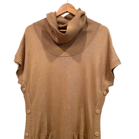 Calvin Klein Women's Cowl Sweater Dress Short Sleeve Button Sides, Size Medium - Picture 3 of 9